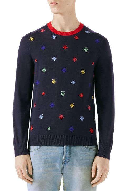 gucci sweater on sale|gucci bee embroidered sweater.